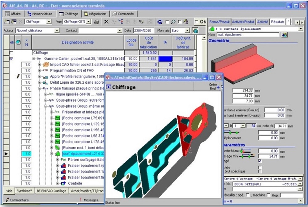 Techniquote, le logiciel de chiffrage de pièces usinées