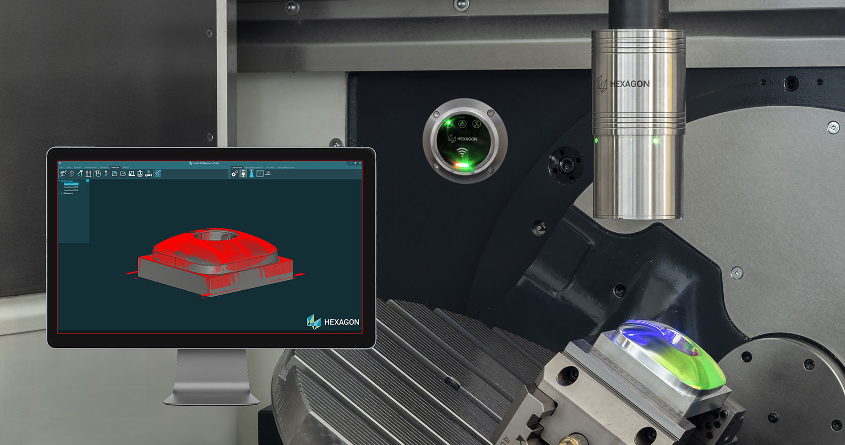 Un scanner laser sans fil sur une machine-outil