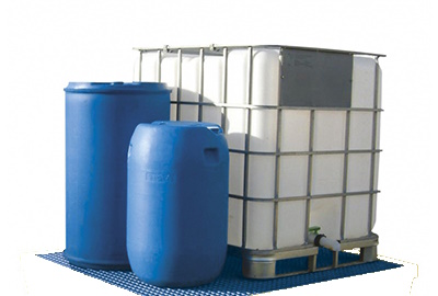 Bac de rétention pour produits chimiques.