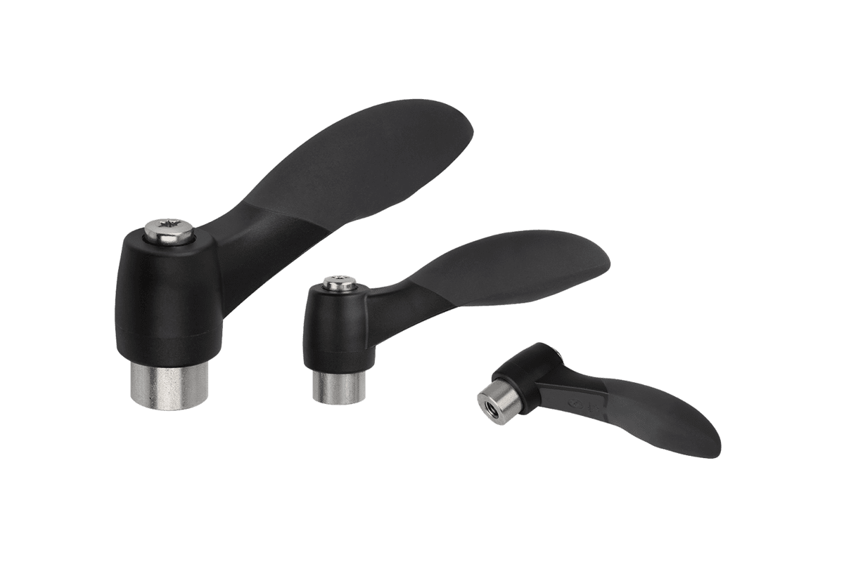 Manette indexable 2K avec taraudage, insert taraudé en inox