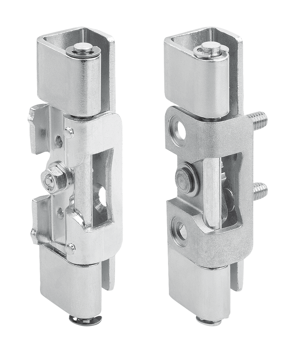 Charnières invisibles en zinc injecté haute pression, acier ou inox avec verrou, chant 23 mm